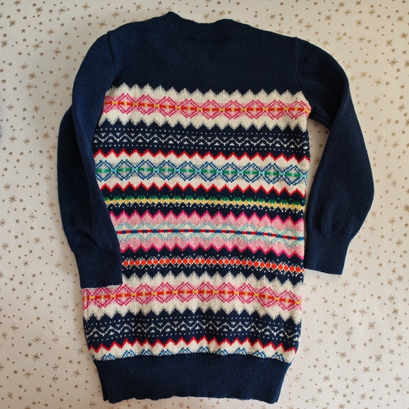 3/25 Gap Kids Girl Fair Isle Navy Blue Long Sleeve Crew Sweater - Picture 8 of 10